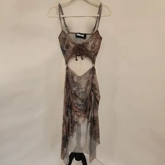 Dolls Kill Darker Wavs Fairy Dress With Edgy Lace-Up Tie-Dye Size S NWOT - Picture 1 of 5